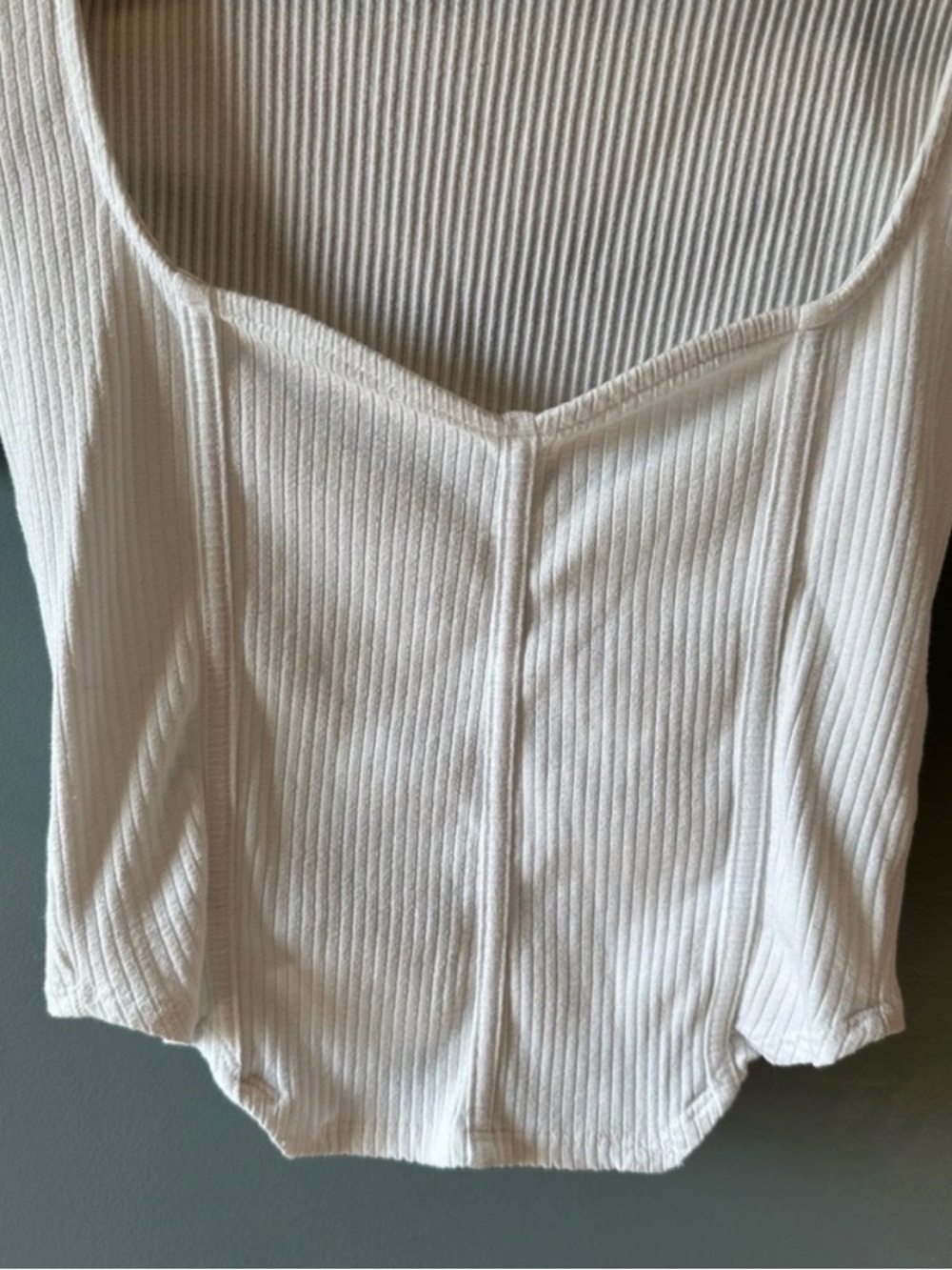 ASOS Women's White Square Neck Ribbed Top - Picture 4 of 6